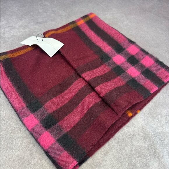 Burberry Giant Check Plaid Wool Snood Scarf Cochineal NWT - Picture 2 of 9